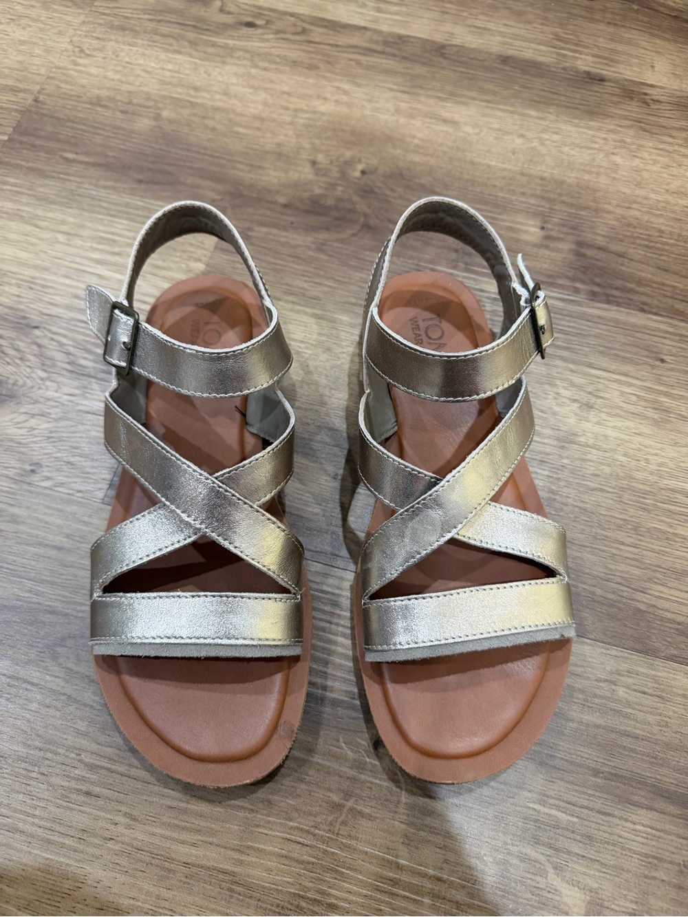 Toms Metallic Gold Strappy Sandals